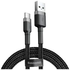 Baseus Cablu USB la Type-C, Fast Charge, 3A, 480Mbps, 0.5m - Baseus Cafule (CATKLF-DG1) - Gray / Black 6953156278264 έως 12 άτοκες Δόσεις