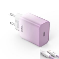 XO wall charger CE18 PD 30W 1x USB-C purple-white + cable USB-C - Lightning 6920680851706