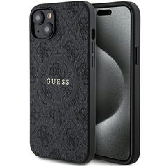 Guess case for iPhone 15 6,1&quot; GUHMP15SG4GFRK black HC MAGSAFE PU 4G RING CLASSIC LOGO 3666339226329