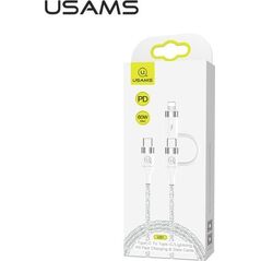 Kabel USB Usams USB-C - USB-C + Lightning 1.2 m Biały (63775-uniw)