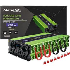 Przetwornica Qoltec Przetwornica napięcia Monolith | ładowanie baterii | UPS | 3000W | 6000W | 12V na 230V | Czysty Sinus | LCD