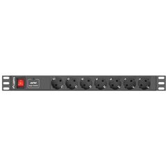 Lanberg Listwa zasilająca PDU 19" 1U 7x Schuko 2m (PDU-07F-0200-IEC-BK)