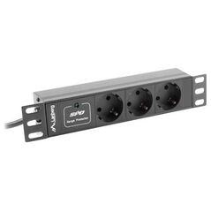 Lanberg Listwa zasilająca PDU 10'' 1U 3x Schuko 2m (PDU-03F-0200-IEC-BK)