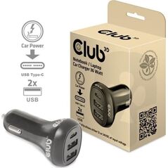 Ładowarka Club 3D Club3D Auto nabíječka pro Notebooky 36W, 3 porty (2xUSB-A + USB-C)