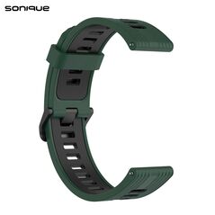 Λουράκι Σιλικόνης Sport Band Sonique 20mm για Amazfit GTS/GTS 2/3/4/GTS 2e/GTS 2mini/GTR 42MM/BIP U/BIP/BIP lite/ZEPP E Πράσινο Σκούρο/Μαύρο 5201101871420