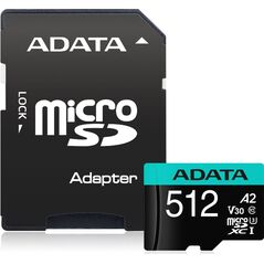 Karta ADATA Premier Pro MicroSDXC 512 GB Class 10 UHS-I/U3 A2 V30 (AUSDX512GUI3V30SA2-RA1)