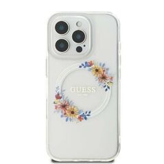 Original Case IPHONE 16 Guess Hardcase IML Flowers Wreath MagSafe (GUHMP16SHFWFCT) transparent 3666339311421