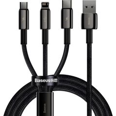 Kabel USB Baseus USB-A - USB-C + microUSB + Lightning 1.5 m Czarny (CAMLTWJ-01)