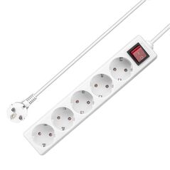 Extension socket No brand, 5 way, 250V, 16A, Cable, 5m., With switch, White - 17882 έως 12 άτοκες Δόσεις