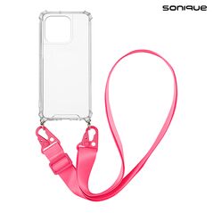 Θήκη Σιλικόνης με Strap Sonique Armor Clear Apple iPhone 15 Pro Φουξ 5201101943295