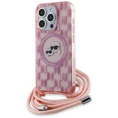 Karl Lagerfeld Case for iPhone 15 Pro - Karl Lagerfeld IML Crossbody MagSafe (KLHMP15LHCKCKCKCKLCP) - Pink Monogram Karl&Choupette Head 3666339286583 έως 12 άτοκες Δόσεις