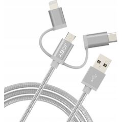 Kabel USB Joby USB-A - USB-C + microUSB + Lightning 1.2 m Szary (JB01818-BWW)