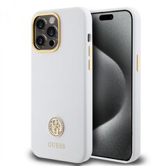 Guess Case for iPhone 15 Pro Max - Guess Silicone Logo Rhinestone 4G (GUHCP15XM4DGPH) - White 3666339148799 έως 12 άτοκες Δόσεις