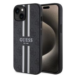 Guess Case for iPhone 15 / iPhone 14 / iPhone 13 - Guess Hardcase 4G Printed Stripes MagSafe (GUHMP15SP4RPSK) - Black 3666339209711 έως 12 άτοκες Δόσεις