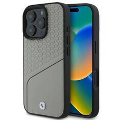 Original Case IPHONE 16 PRO MAX BMW Hardcase Signature Leather Textured & Line MagSafe (BMHMP16X23RDCLG) gray 3666339323356