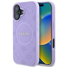 Original Case IPHONE 16 PLUS Guess Hardcase Saffiano Peony Classic Logo MagSafe (GUHMP16MPSAPSMEU) purple 3666339328252