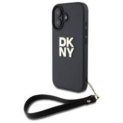 Original Case IPHONE 16 DKNY Hardcase Wrist Strap Stock Logo (DKHCP16SPBSWSK) black 3666339334543