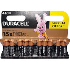 Duracell Bateria alkaliczna, AA (LR6), AA, 1.5V, Duracell, blistr, 10-pack, 42308, Basic