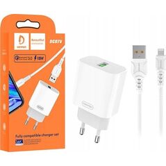 Ładowarka Vega ŁADOWARKA SIECIOWA 2.1A 10W  BIAŁA DENMEN 2100mA 2xUSB DC02 + KABEL TYP-C WHITE>