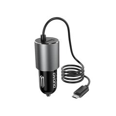 Dudao USB car charger with built-in micro USB 3.4 A cable black (R5Pro M)