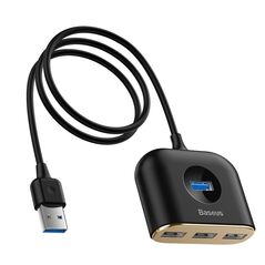 Baseus - Square Round 4 In 1 USB Hub Adapter(USB 3.0 To USB 3.0*1+USB 2.0*3) 1M - Black 6953156297104 έως 12 άτοκες Δόσεις