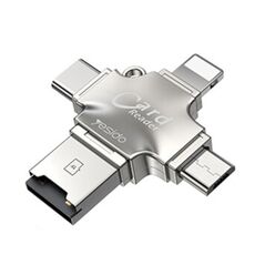 Yesido Cititor de Carduri MicroSD + Adaptor USB, Type-C, Lightning, Micro-USB - Yesido (GS13) - Silver 6971050262868 έως 12 άτοκες Δόσεις