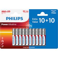 PHILIPS LR03 AAA, POWER ALKALINE BATTERY  Blister 20 τεμ PH-LR03PB20 32539 έως 12 άτοκες Δόσεις