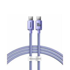 Baseus Crystal Shine Braided USB 2.0 Cable USB-C male - USB-C male Μωβ 1.2m (CAJY000605) (BASCAJY000605) έως 12 άτοκες Δόσεις