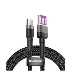 Baseus Cafule Braided USB 2.0 Cable USB-C male - USB-A male Μαύρο 1m (CATKLF-PG1) (BASCATKLFPG1) έως 12 άτοκες Δόσεις