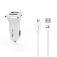 Φορτιστής αυτοκινήτου DeTech, DE-C01M, 5V/2.4A, 12/24V, Με Micro USB καλώδιο, 2 x USB, Λευκο - 14124