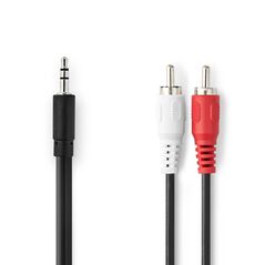 Nedis Audio cable 1x Jack 3.5mm male/2x RCA male 5m Black (CAGB22200BK50) (NEDCAGB22200BK50) έως 12 άτοκες Δόσεις