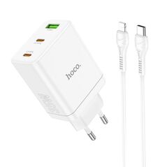 Hoco Incarcator pentru Priza USB, 2x Type-C, PD35W + Cablu Type-C la Lightning - Hoco Start (N33) - White 6931474795090 έως 12 άτοκες Δόσεις