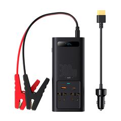 Baseus Invertor pentru Masina USB, Type-C, CN/EU, 220V, 300W + Cleme si Cablu 12V - Baseus (CGNB010101) - Black 6932172608675 έως 12 άτοκες Δόσεις