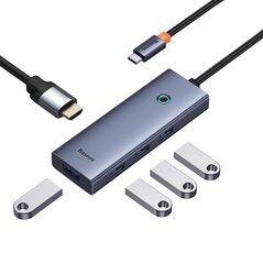 Baseus Hub Type-C la HDMI, 4 x USB, 4K@30Hz - Baseus UltraJoy (B00052809813-00) - Space Grey 6932172631826 έως 12 άτοκες Δόσεις