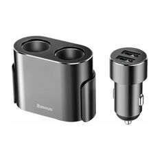 Baseus Car charger One to Two Cigarette Lighter(dual- lighter 80W+dual USB 3.1A) Black (CRDYQ-01) (BASCRDYQ-01) έως 12 άτοκες Δόσεις