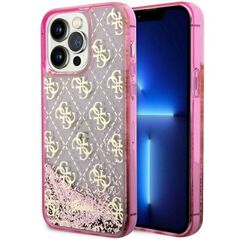 Guess case for iPhone 14 Pro 6,1&quot; GUHCP14LLC4PSGP pink hardcase Liquid Glitter 4G Translucent 3666339116255