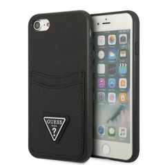 Guess case for iPhone 7 / 8 / SE 2020 / SE 2022 GUHCI8PSATPK black hardcase Saffiano Triangle Logo Cardslot 3666339050177