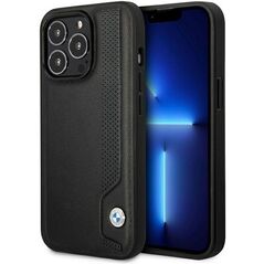 BMW case for iPhone 14 Pro 6,1&quot; BMHCP14L22RBDK black Sign HC Leather Blue Dots 3666339066420