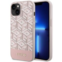 Guess case for iPhone 14 Plus 6,7&quot; GUHMP14MHGCFSEP pink hard case GCube Stripes MagSafe 3666339112516