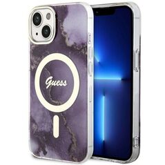 Guess case for iPhone 14 6,1&quot; GUHMP14SHTMRSU purple hard case Golden Marble MagSafe 3666339115838