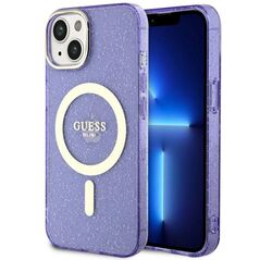 Guess case for iPhone 14 6,1&quot; GUHMP14SHCMCGU purple hardcase Magsafe IML Glitter Gold 3666339125660