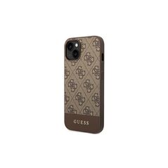 Guess case for iPhone 14 Pro Max 6,7&quot; GUHCP14XG4GLBR brown PC/TPU 4G PU case with Bottom Stripe Metal Logo 3666339088538