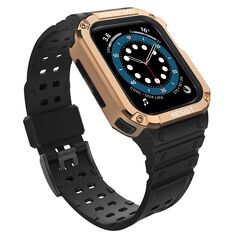 Protect Strap Band Band with Case for Apple Watch 7 / SE (41/40 / 38mm) Case Armored Watch Cover Black