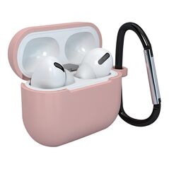 Case for AirPods 3 silicone soft case for headphones + keychain lobster clasp pendant pink (case D)