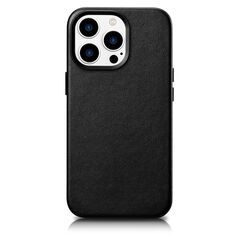 iCarer Case Leather Cover Genuine Leather Case for iPhone 14 Pro Max black (WMI14220708-BK) (MagSafe Compatible)