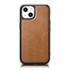 iCarer Leather Oil Wax case covered with natural leather for iPhone 14 brown (WMI14220717-TN)