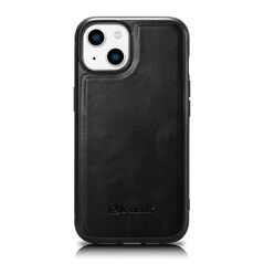 iCarer Leather Oil Wax case covered with natural leather for iPhone 14 Plus black (WMI14220719-BK)
