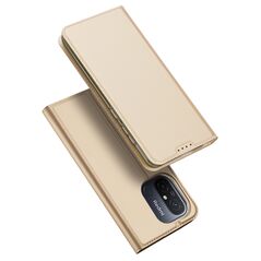 Dux Ducis Skin Pro Case For Xiaomi Redmi 11A / Poco C55 / Redmi 12C Cover Flip Card Wallet Stand Gold