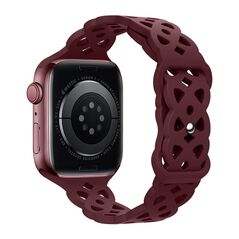 Hoco Watchband Hoco WA09 Flexible Rhombus Hollow 42/44/45/49mm για Apple Watch 1/2/3/4/5/6/7/8/SE/Ultra Red Wine Silicon Band 38254 6931474787699