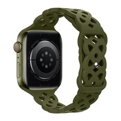 Hoco Watchband Hoco WA09 Flexible Rhombus Hollow 42/44/45/49mm για Apple Watch 1/2/3/4/5/6/7/8/SE/Ultra Olive Green Silicon Band 38262 6931474787774